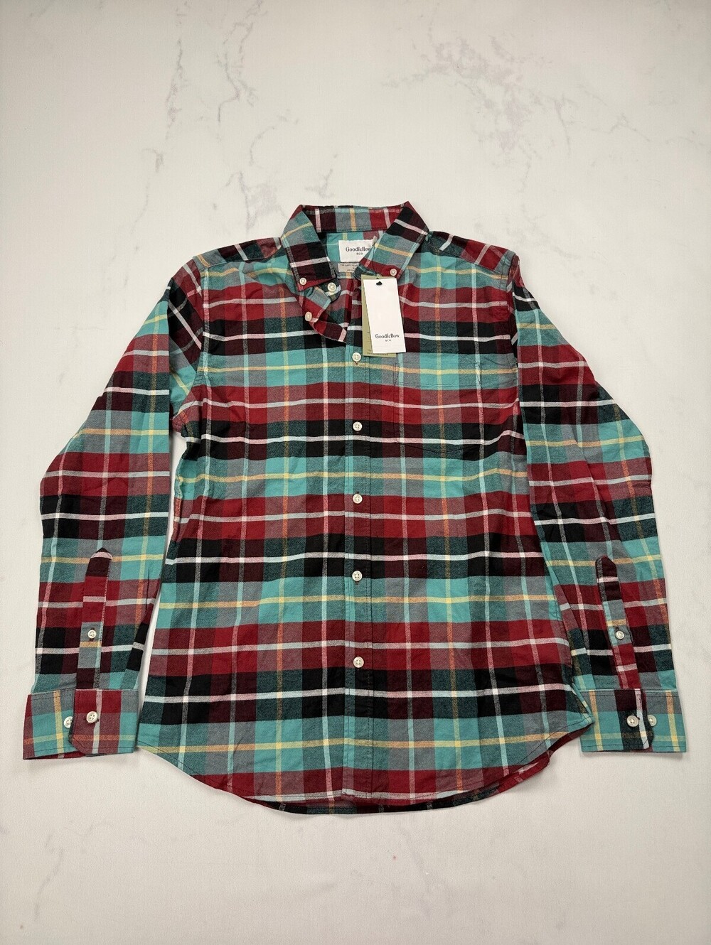 Goodfellow Oxford Button-Up Shirt Burgundy Modern Slim Fit - Mens M